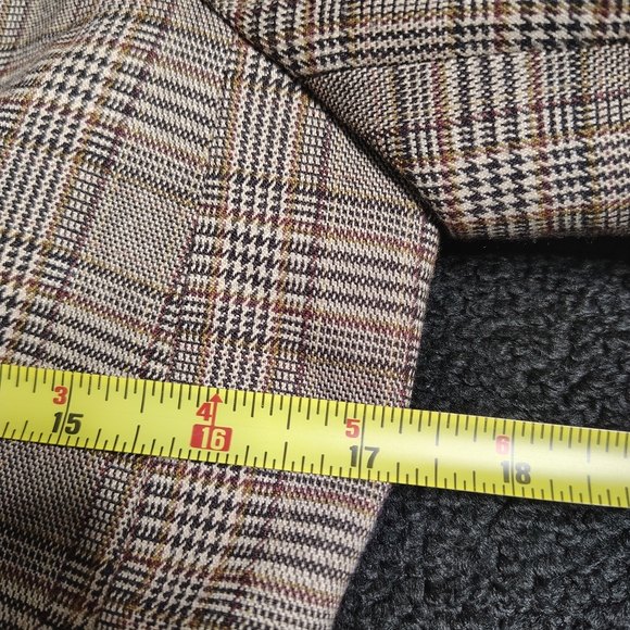 Tommy Hilfiger Brown Plaid Houndstooth Blazer Elbow Patch Academia Womens Size 6 - Picture 12 of 13